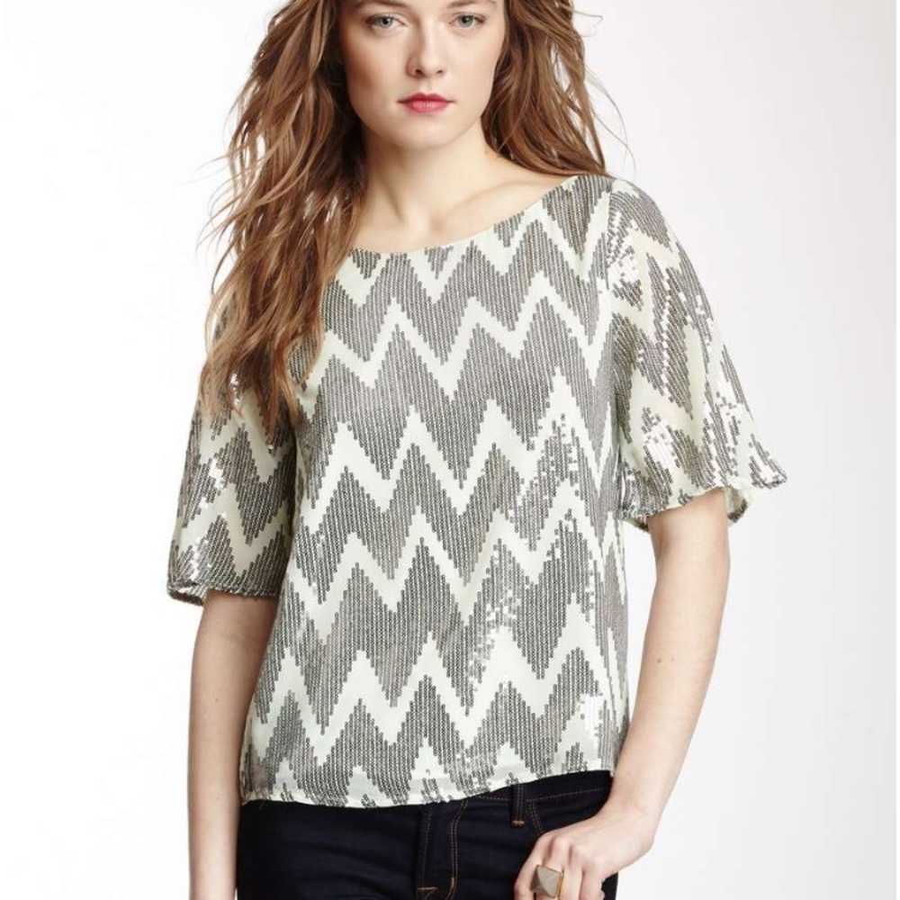 Sequin Chevron Print Top
